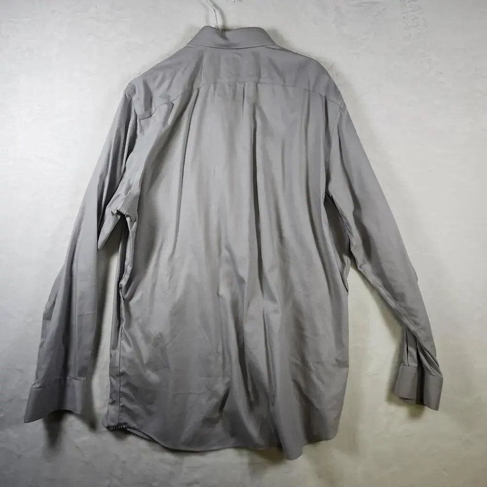 Banana Republic Standard Fit Long Sleeve‎ Button Up Shirt Gray Size XL Cotton